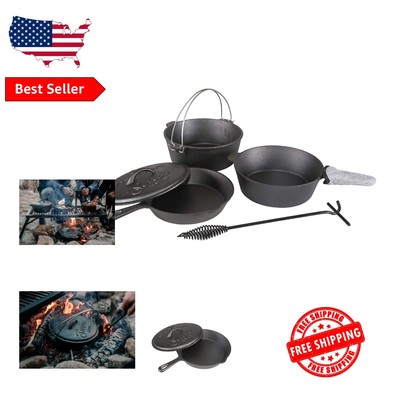 Durable Portable Cast Iron Dutch Oven with Essential Outdoor Cooking Accessories