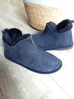 Herren Damen Echt Lammfell Hausschuhe Stiefel Mokassin 100% Leder Naturfell