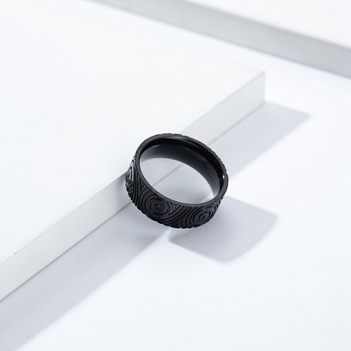 Mens Spiral Vortex Titanium Steel Ring Fingerprin Punk Statement Band Jewelry - Picture 11 of 14