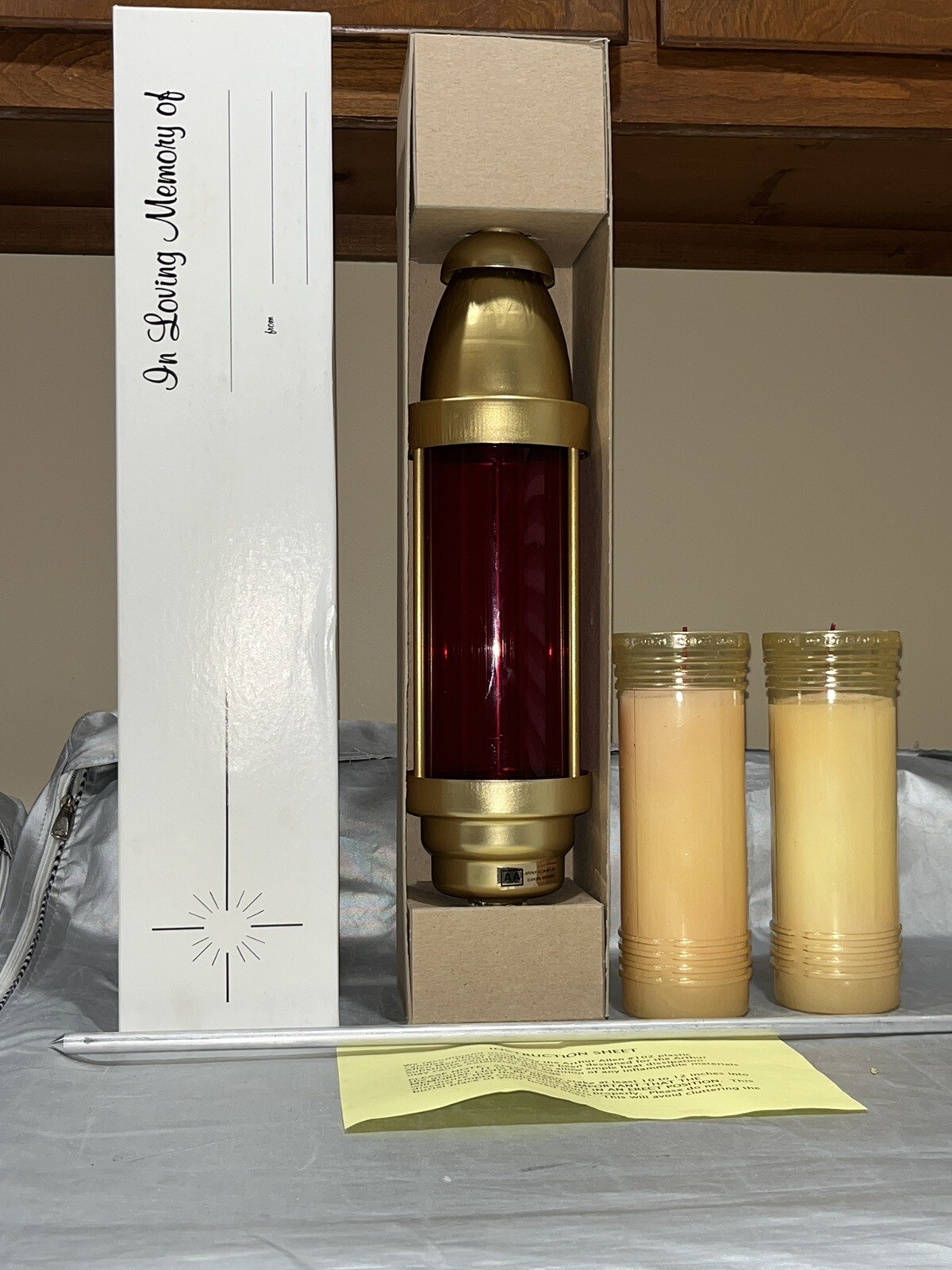 VINTAGE ARTHUR ALLEN GRAVE HEADSTONE MEMORIAL LIGHT CANDLE HOLDER RED