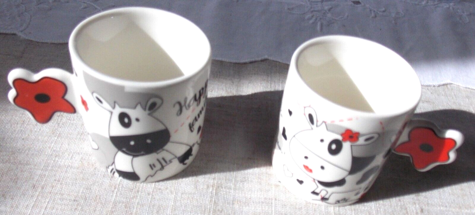 Tasses à café et soucoupes Les Vachettes, céramique artisanale haute résistance