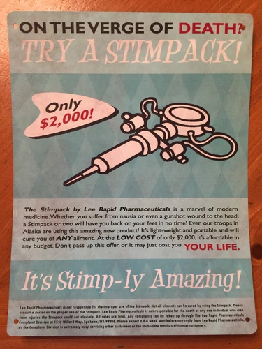 Tin Sign Vintage Fallout On The Verge Of Death? Try A Stimpack