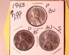 1943 P, D, and S STEEL LINCOLN WHEAT PENNY SETS BU **304-5