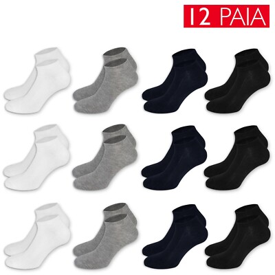 Set 12 Paar Geistersocken Herren Damen kurz Mini Socken Baumwolle Pedulini VEQUE