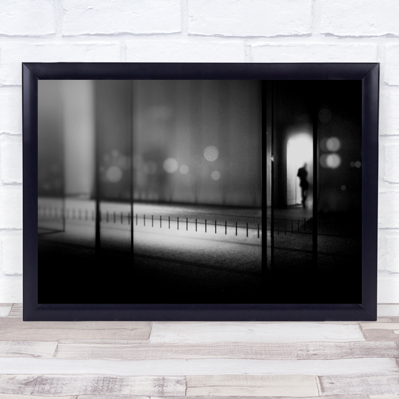 Black and white Night Street Building Office Alone Mood Exit Wall Art Print