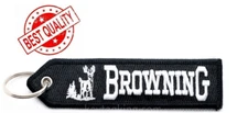 Browning Rifle Embroidered Keychain Patch Double Sided Fabric Key Fob