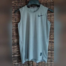 Nike Pro Tank Top Women's Medium Gray Dri Fit Fitted  Athletic Workout Active