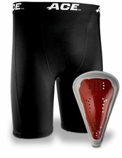 Ace Teen Compression Shorts with Protective Cup NIB Free S H