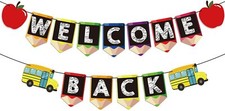 Welcome Back Banners Back to School Decorations for Classroom - 2 Strings, NO DI