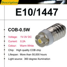 Warmweiß E10 0.5W Schraubsockel LED Birne 1.2V 1.5V 2.2V 2.5V 3V DC Licht Lampe