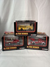 CORGI Fire Heroes Showcase Collection Die Cast Fire Trucks With Stand Lot Of 3