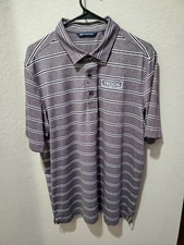 Cutter & Buck Men's Large Golf Polo Shirt Purple Short Sleeve Troon Logo Stretch
