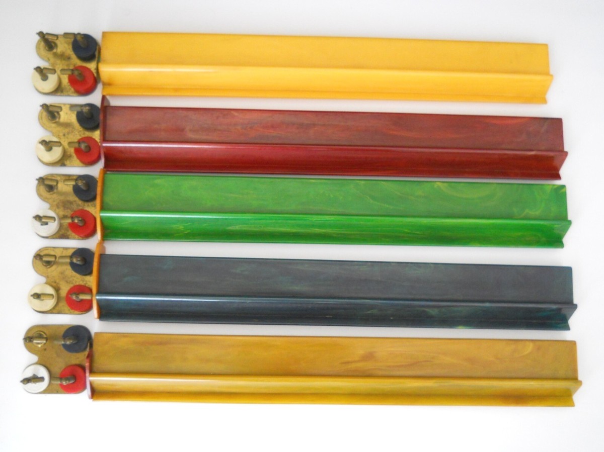 Ensemble Mahjong Vintage Art Déco Bakélite – ES Lowe USA, 152 Tuiles, 5 Râteliers