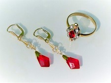 LOT / BELLES BOUCLES D'OREILLES ANCIENNES en ARGENT Doré + BAGUE Plaqué or T52