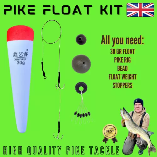 Pike Fishing Deadbait Float Set Pike RIGS Float Rig Lead Zander - ALL YOU  NEED