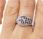 925 Silver  Sapphire & White Cubic Zirconia Belt Style Band Ring Sz 7  RG3425 — photo 1