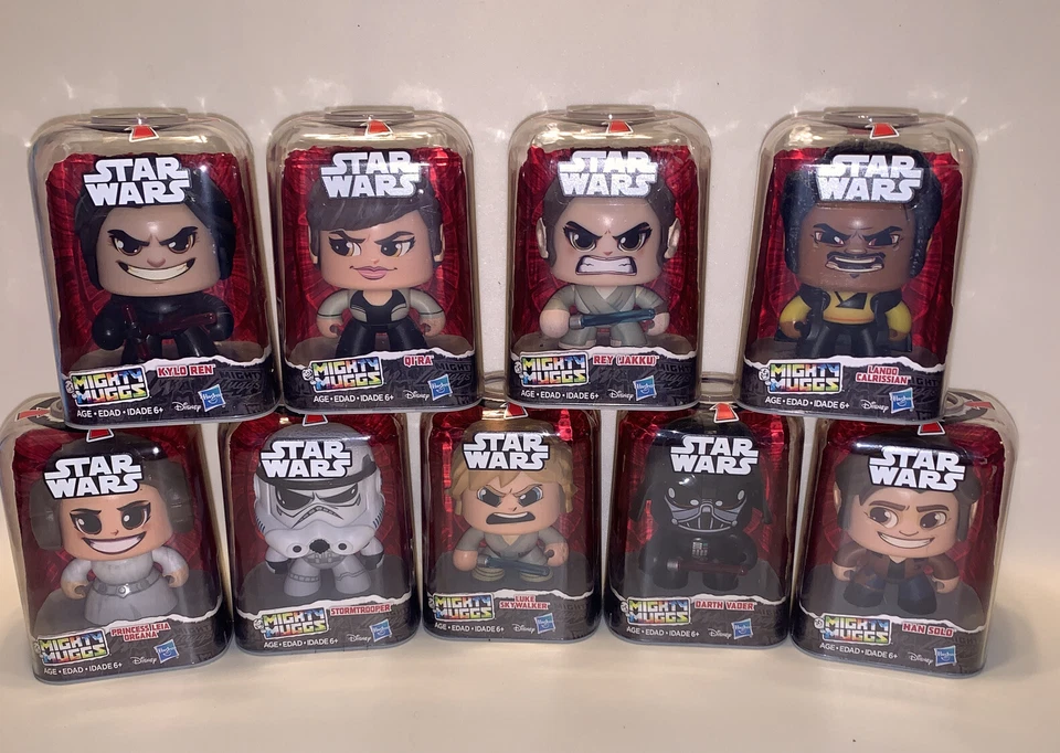 Disney Star Wars Mighty Mugs Action Figures by Hasbro Set Of 9 LUKE LEIA DARTH - Image 3 of 4