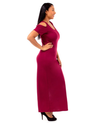 chinese dress ladies Nobu Burgundy Bandeau Maxi Dress With Halter-Collar  Club L London