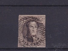 Belgium 1851 Effigy Of Leopoldo 10C. Brown Used Thick Paper (Cod.6767)