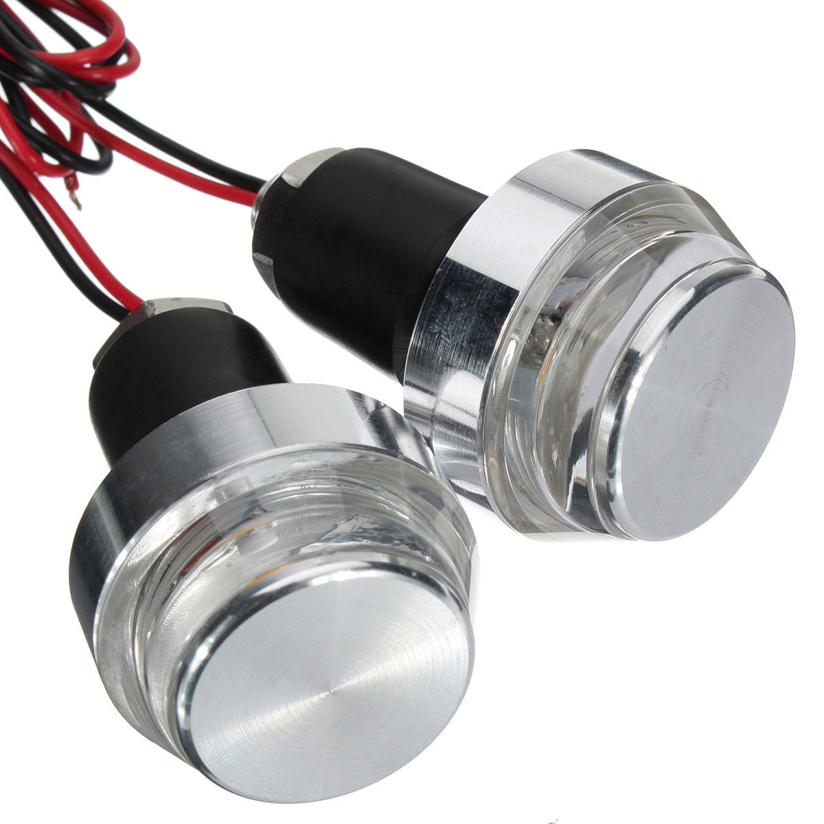 Clignotant guidon LED moto embout chrome alu id&eacute;al Cafe Racer et Bobber 22mm