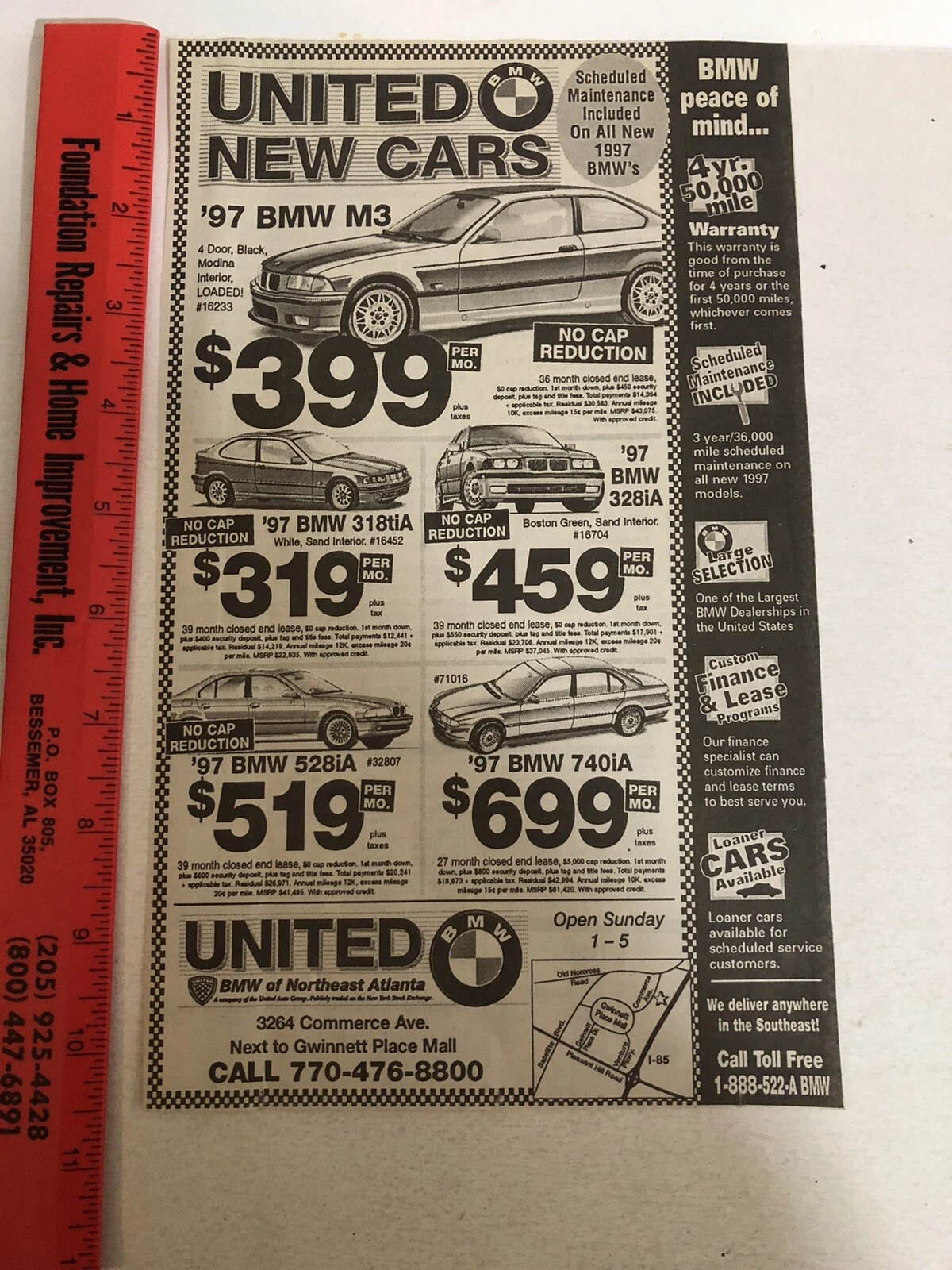  1987 united bmw carros usados impressão anúncio 