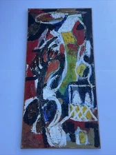 PAINTING JO CAIN WPA ARTIST ABSTRACT CUBISM MID CENTURY FAMOUS 1950'S LARGE 60"