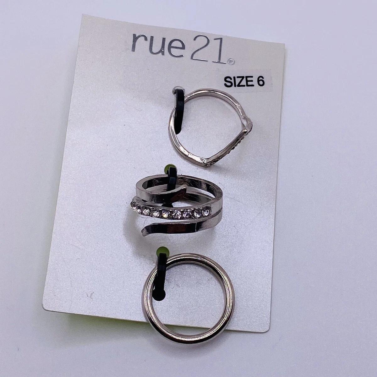 Rue 21 Silvertone Set of 3 Rings Size 6 New eBay