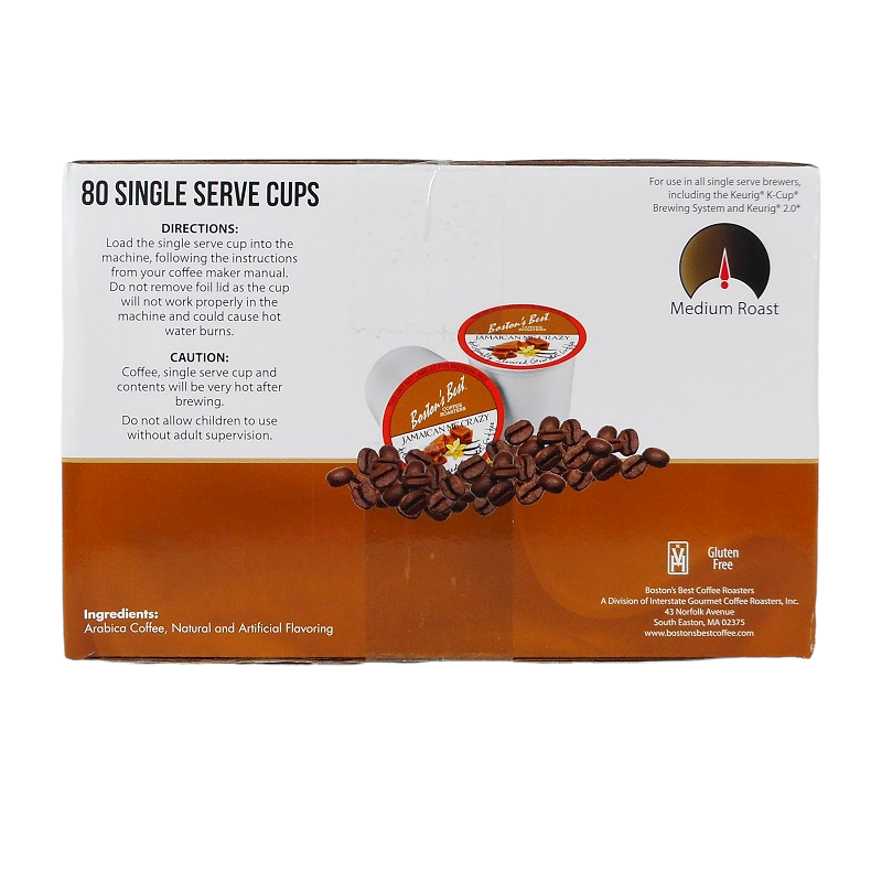 Bostons Best Coffee Pod & Capsule Jamaican Me Crazy 80 Medium Roast