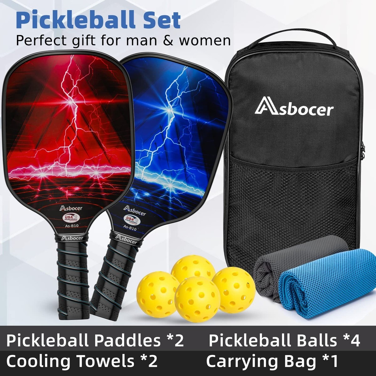 Pickleball-Set Mit 2 Fiberglas-Paddeln, USAPA-zugelassen – Inkl. Bälle, Tasche & Zubehör, Ideal Für Einsteiger & Fortgeschrittene