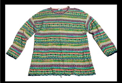 Vintage Colors Of Benetton Multicolor Stripe Pullover Wool Cotton Sweater Large