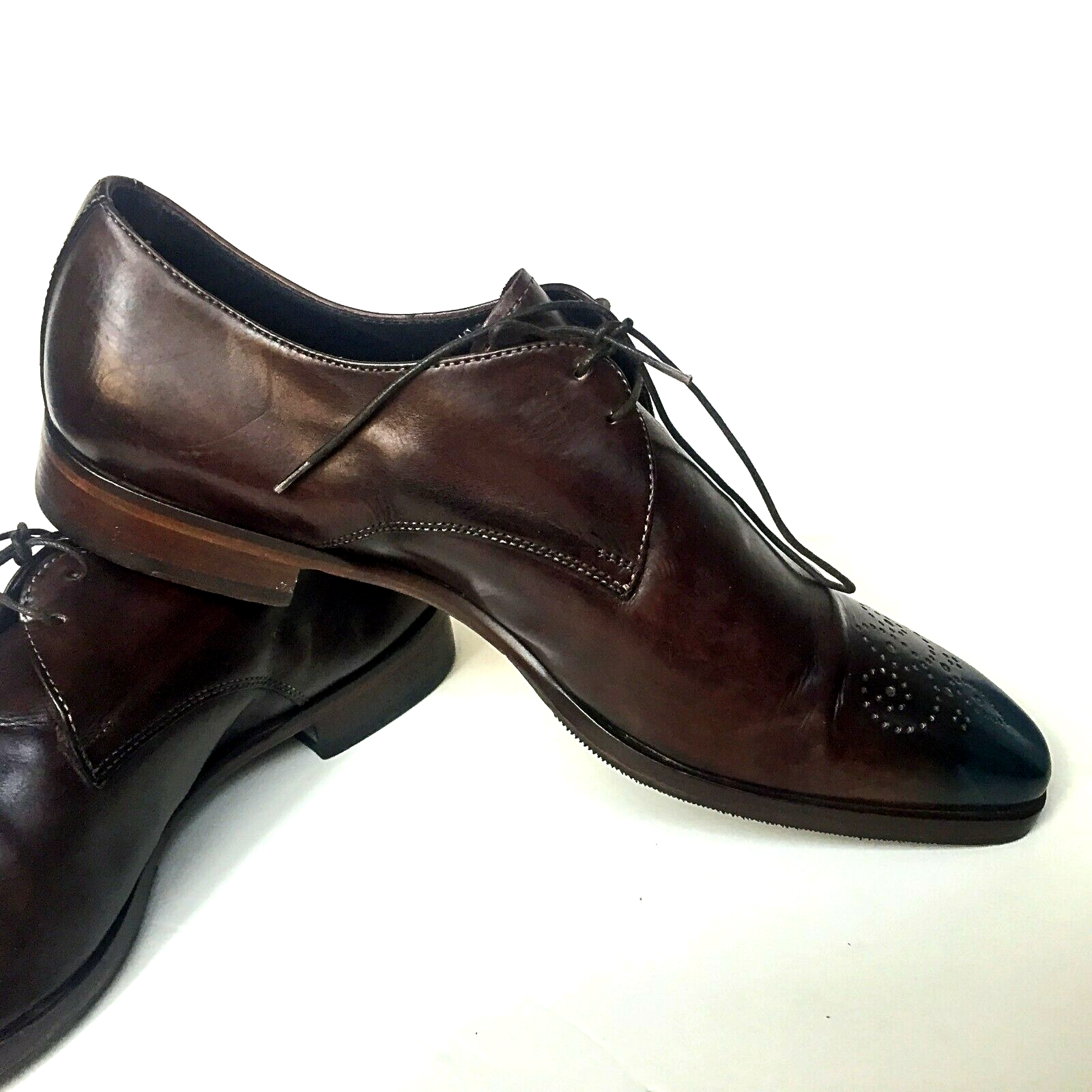 SAOLA Scarpe basse uomo business eleganti koil marrone scuro vera pelle due occhielli 44 5
