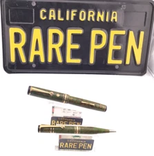 Vintage WAHL EVERSHARP MILITARY BRAZILIAN GREEN Fountain Pen Pencil 14K F nib