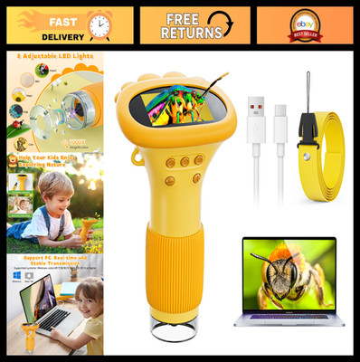 1000X Handheld Digital Microscope for Kids, 2'' HD Screen, Portable Science Toy,