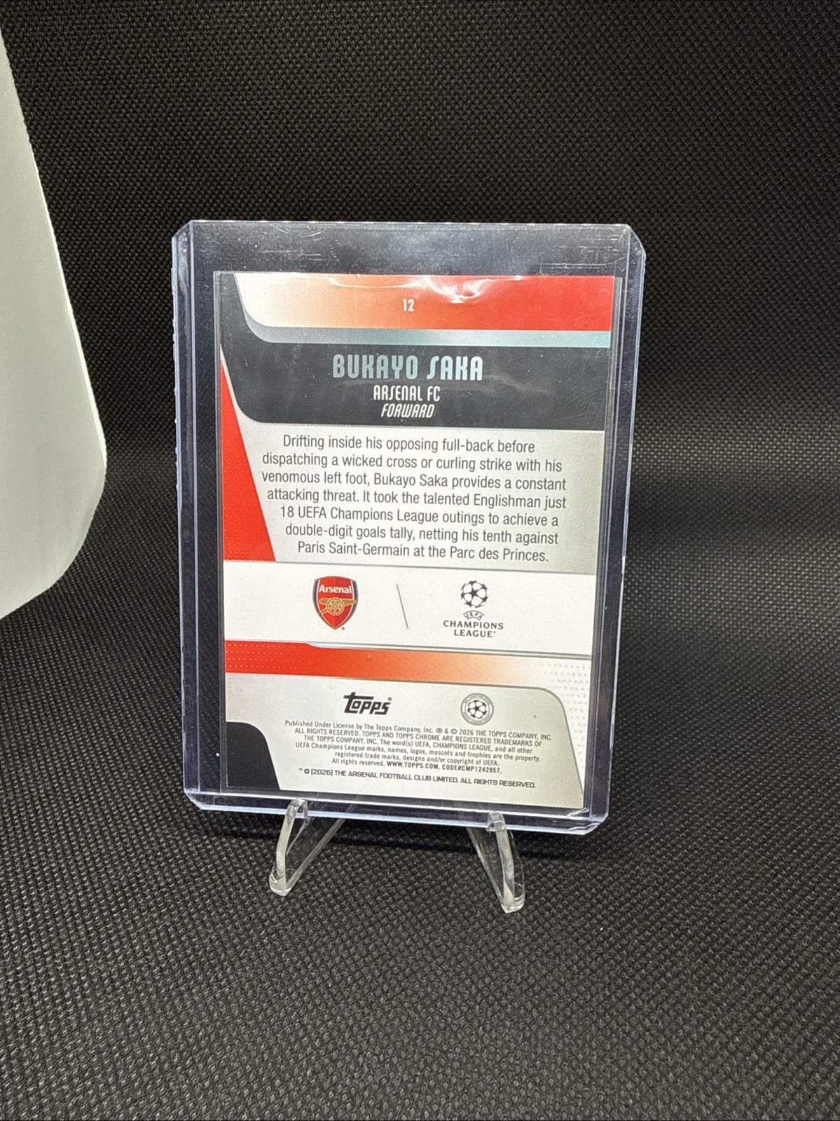 Bukayo Saka 2025-26 Topps Chrome UCC Gold Sparkle /50 view 2