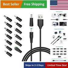 5V Universal USB to DC Power Cable with 13 Adapters Tangle-Free 5ft Solution