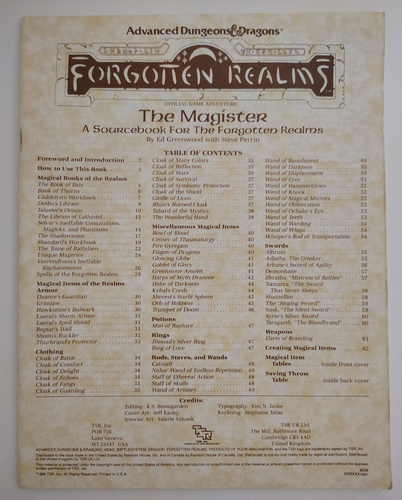 TSR Advanced Dungeons & Dragons FORGOTTEM REALMS Module FR4 - THE MAGISTER 9229 - Picture 3 of 11