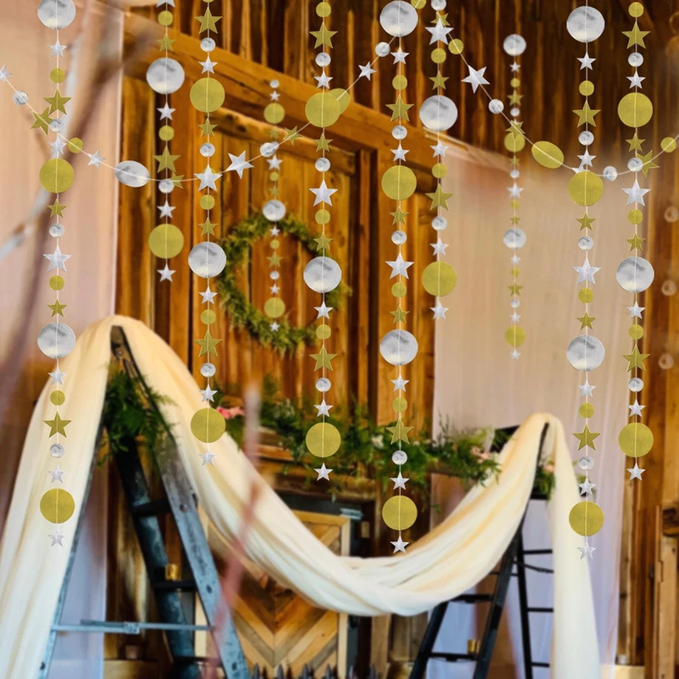 13 pieds Glitter Étoile De Papier Garland Bannière Suspendus Décoration pour - Photo 1/1