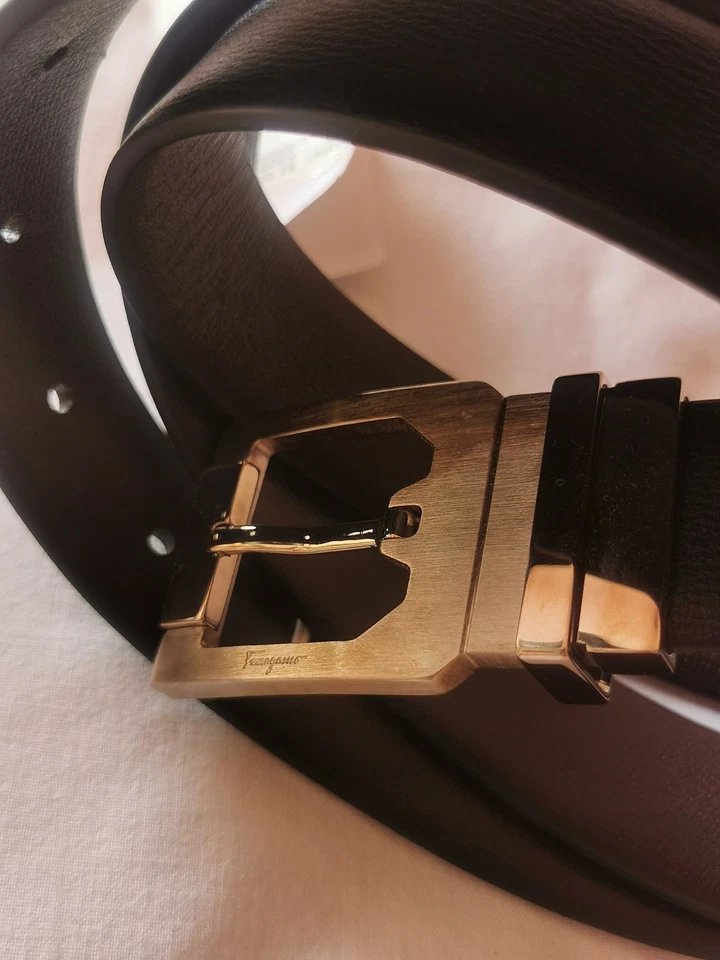 Cinturón de Cuero Salvatore Ferragamo CLÁSICO DOBLE II NEGRO/PEINE Talla 100, NUEVO CON ETIQUETAS Foto 2 de 4