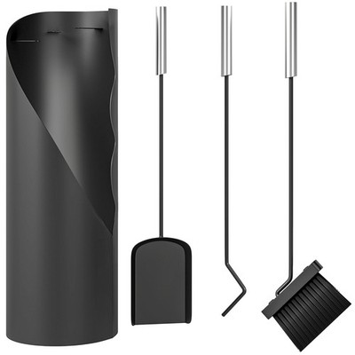 4 Pieces Fireplace Companion Set, Metal Fireplace Accessories, Silver