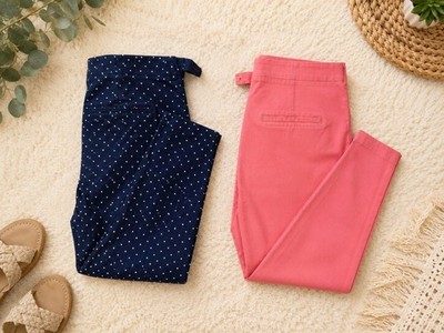 Old Navy Pixie Pants Bundle Size 18 Pink & Navy Polka Dot Workwear