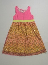 Justice Girls Pink Leopard Print Sequin Sundress Size 10 Sleeveless Knee Length