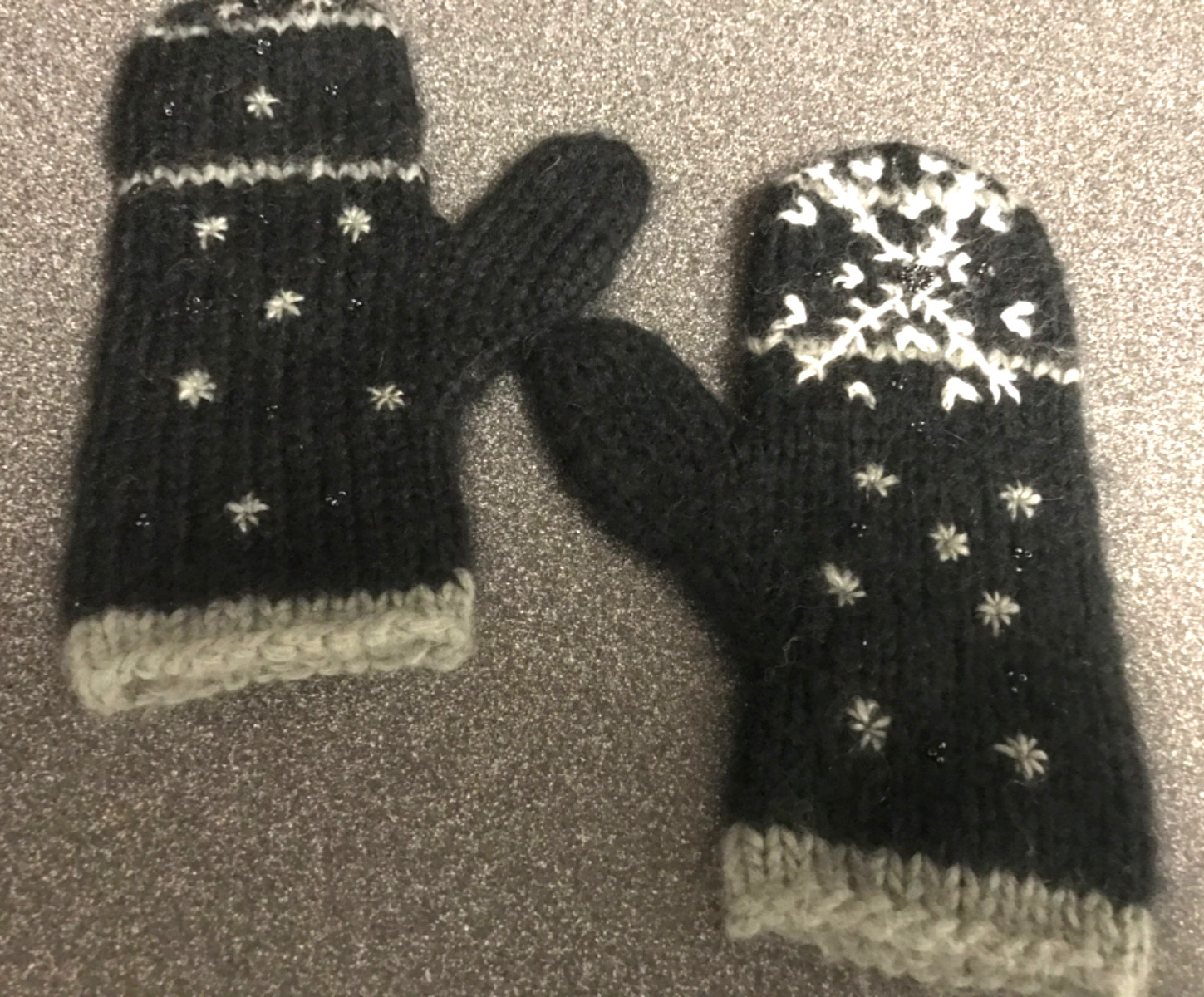 Wooden Ships Mittens Black Embellished With Beads &Amp; Embroidery Mohair # 5160