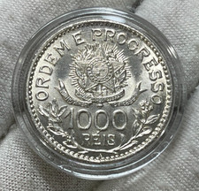 1913 Brazil 1000 Reis Silver Coin Excellent Condition