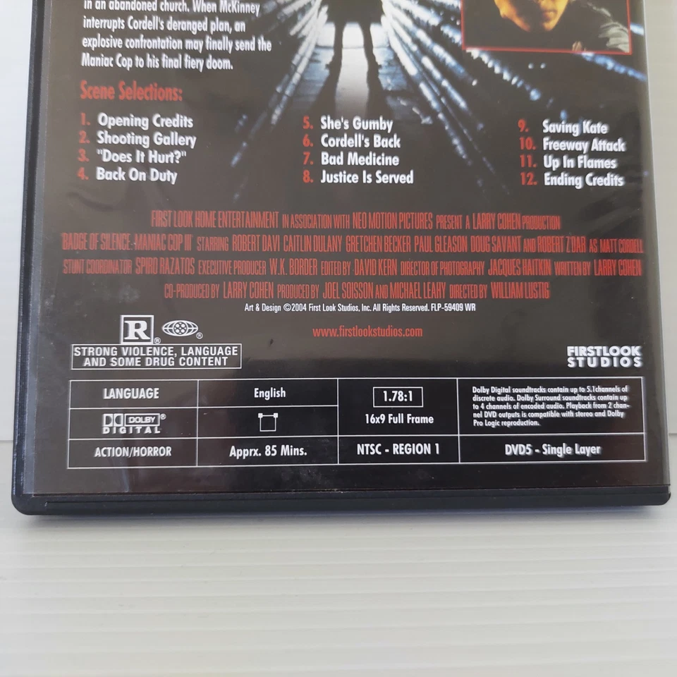 Maniac Cop 3 Badge of Silence DVD 90s Independent Horror Slasher Region 1 HTF - Image 4 of 4