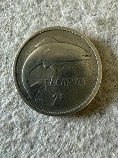 1935 Irish Free State Silver 0.750 Florin Salmon Royal Mint Coin