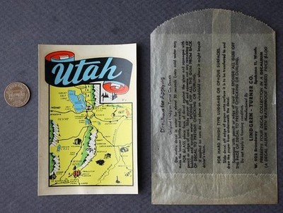 1950-60s Era State of Utah unused decal Moab Bryce Canyon Zion National Park -