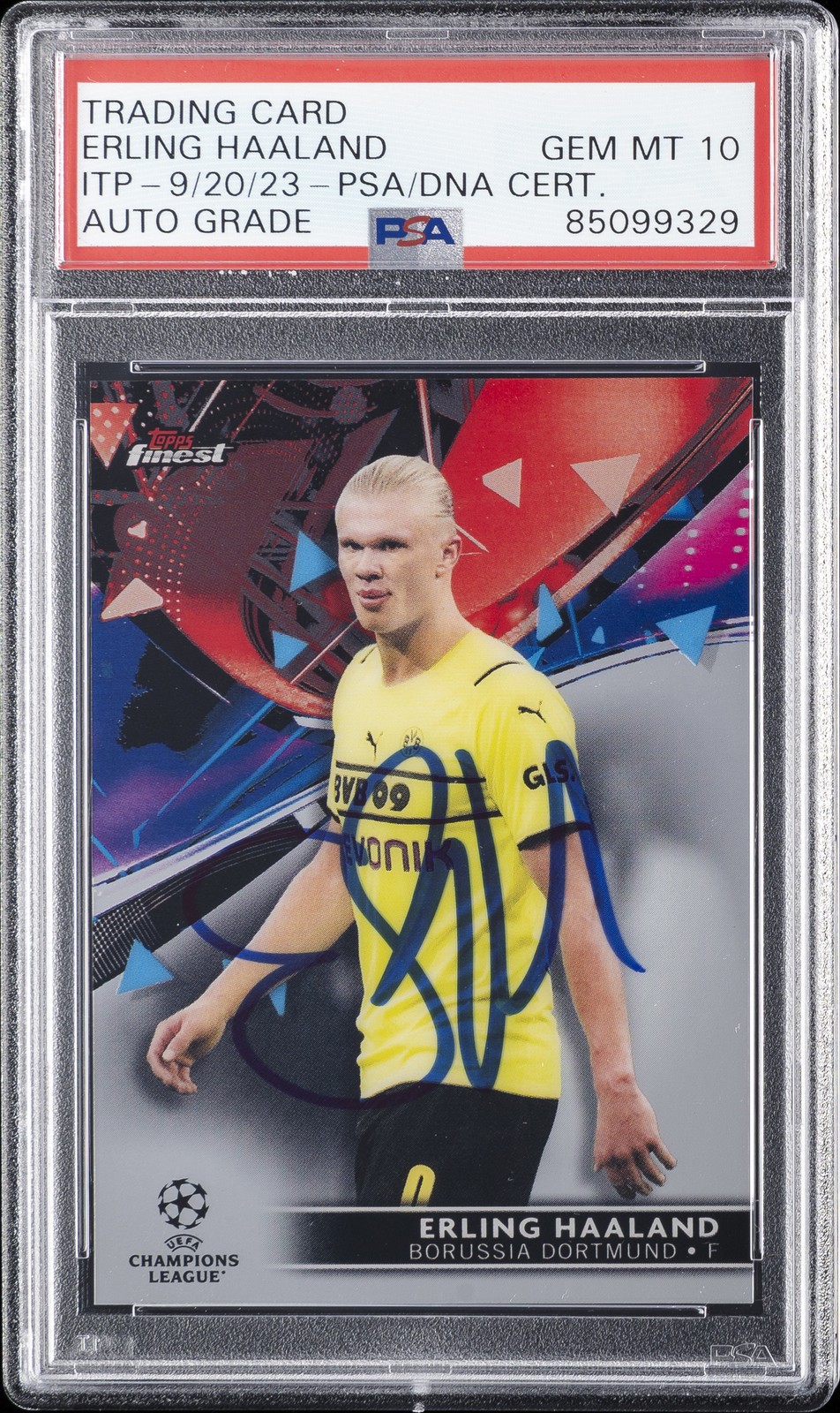 ERLING HAALAND SIGNED AUTOGRAPHED TRADING CARD PSA DNA AUTO GRADE 10