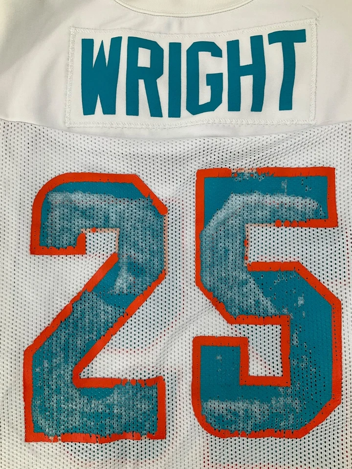 #25 JAYLEN WRIGHT MIAMI DOLPHINS JUEGO USADO BLANCO NIKE CAMISETA DE PRÁCTICA TALLA 44 Foto 2 de 4