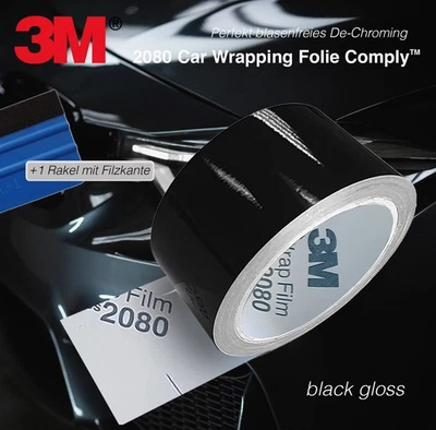 €2,99/m 3M 2080, 10m x 5cm, Zierleisten Folie Schwarz Glanz /Matt Chrome Delete - Bild 1 von 4