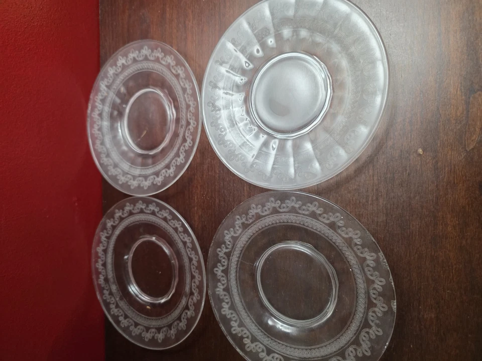 Fostoria Large Cloverleaf #47 Needel Etched 6 ¼” Bread & Butter Plates Set Of 4 - Image 4 of 4
